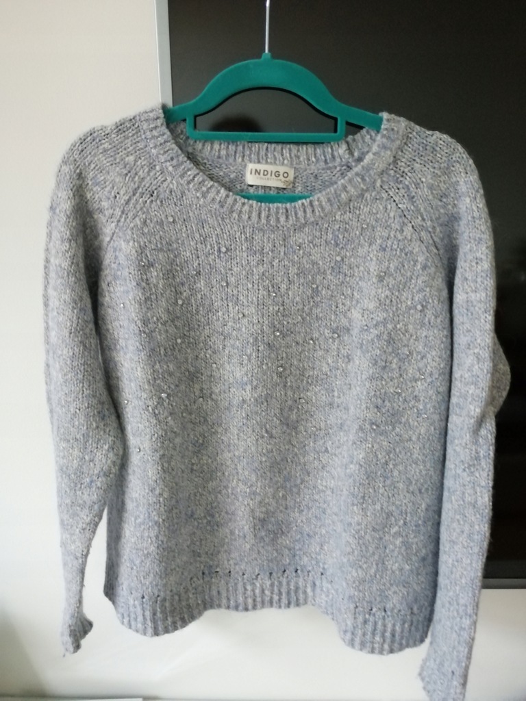 Damski niebieski sweter z cyrkoniami M&S r.44