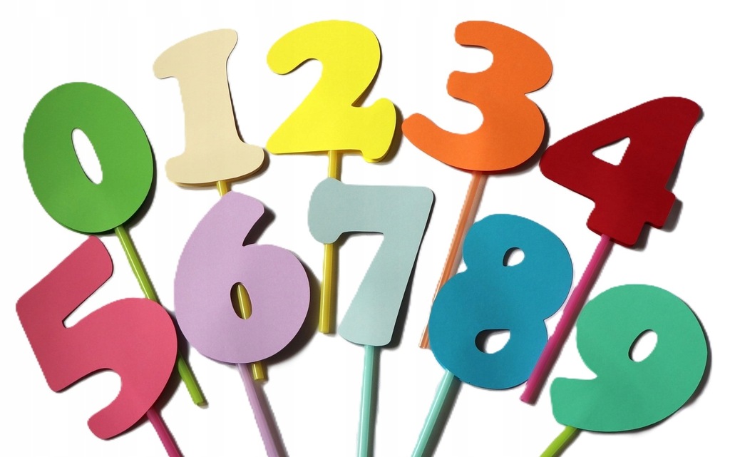 topper na tort cyferka papierowa 0-9 na patyku