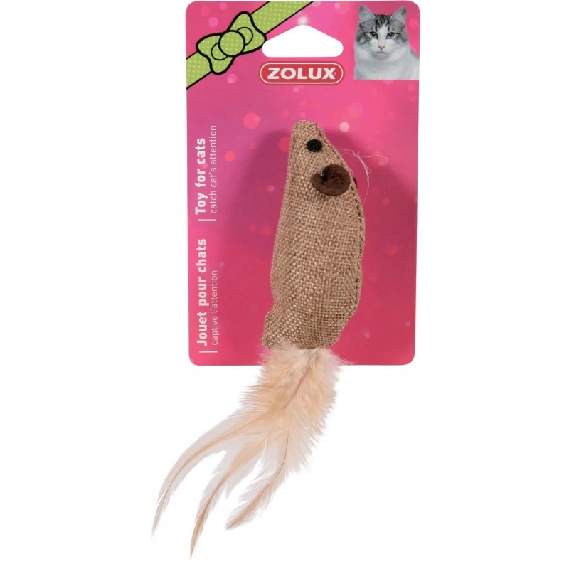 ZOLUX Zabawka dla kota mysz z piórkiem 4cm