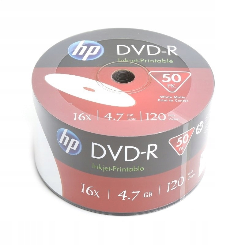 HP DVD-R 4.7GB 16X WHITE FF INKJET PRINTABLE SP*50 14201/69302