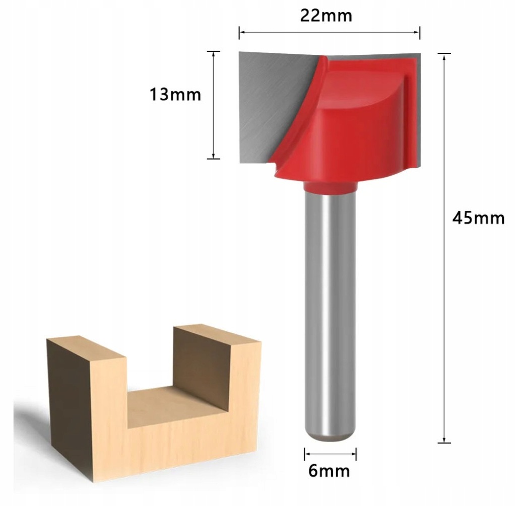 frez planerski średnica 22mm uchwyt 6mm VHM do planowania drewno mdf