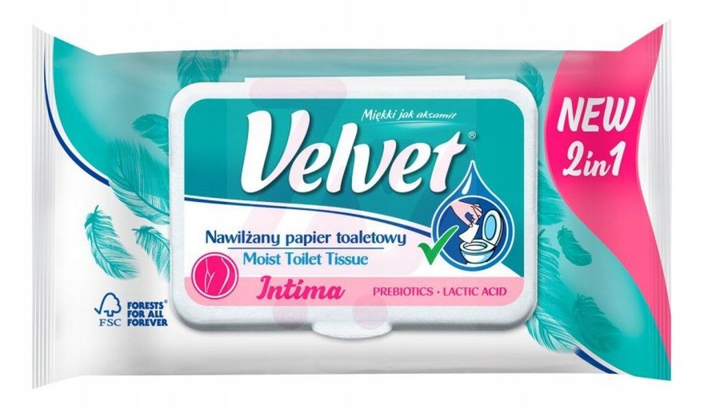 Velvet Intima Nawilżany papier toaletowy 42 sztuki
