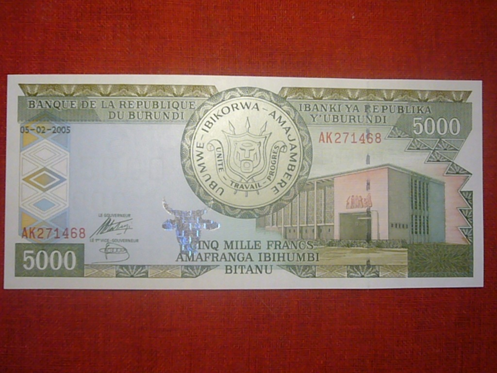 BURUNDI 5000 FRANCS 2005 P-42c UNC 1 EGZ.