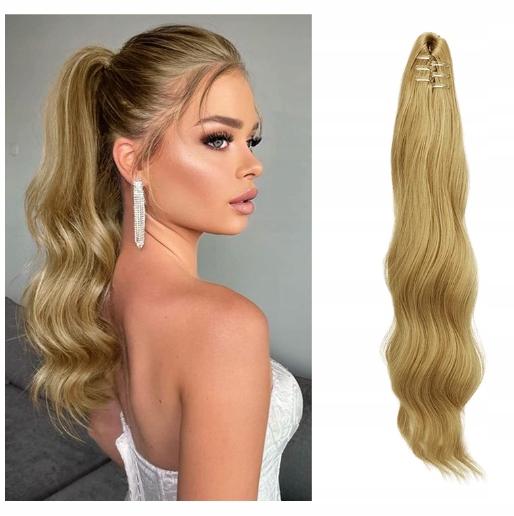 Treska kucyk doczepiany klips klamra blond 50cm
