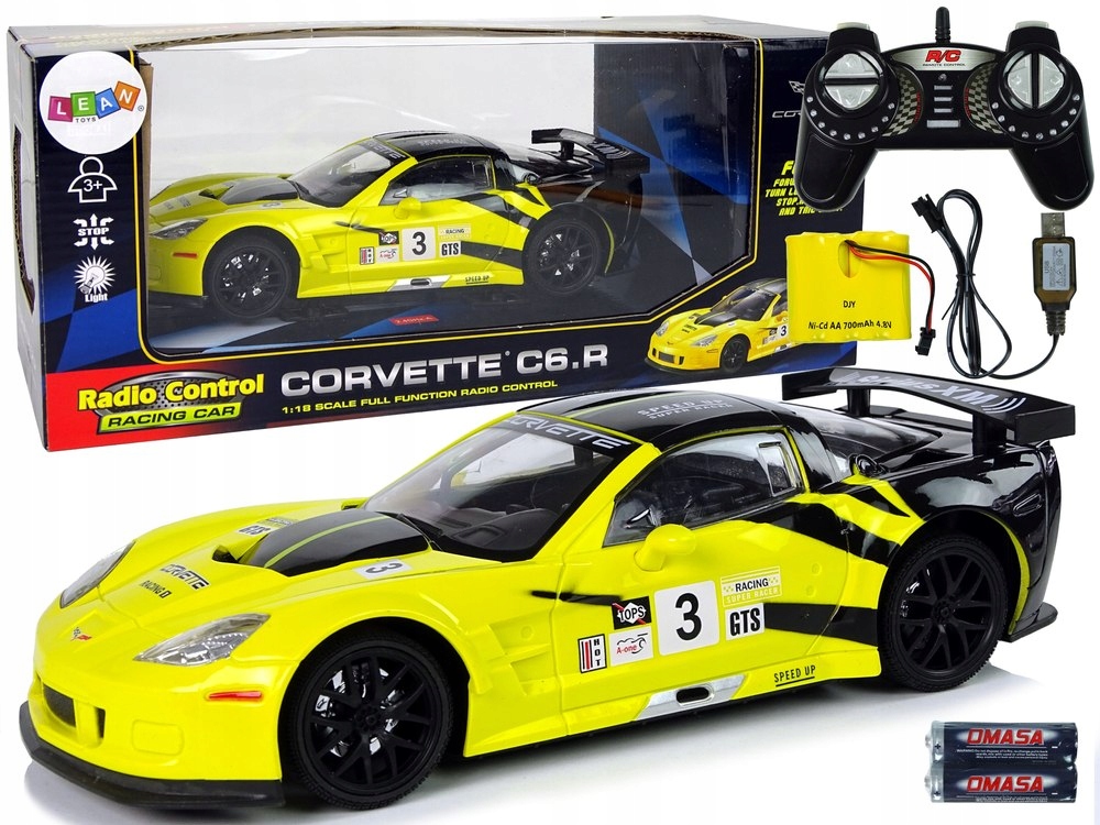 Auto Sportowe Wyścigowe R/C 1:18 Corvette C6.R Żół