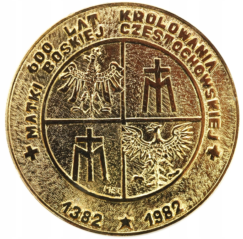 Medal Częstochowa 600 Lat Klasztoru Złocony Matka Boska Częstochowska Etui
