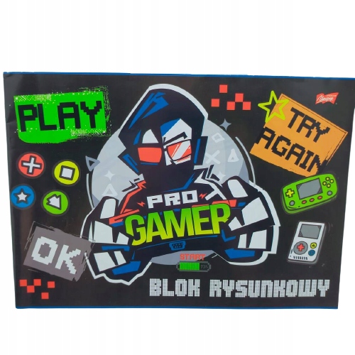 BLOK RYSUNKOWY BIAŁY A4 20 KARTEK GAMER PLAYER