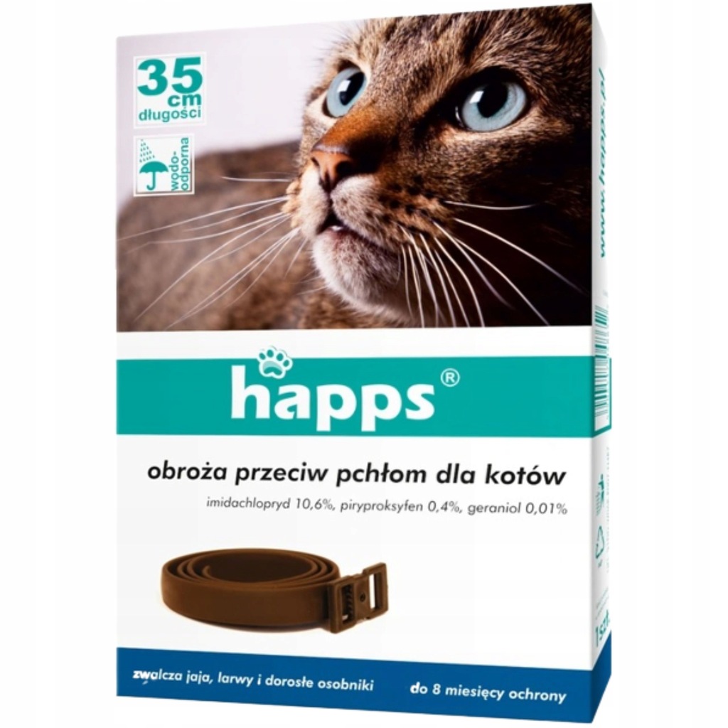 Obroża dla kotów PRZECIW PCHŁOM 35 cm Happs