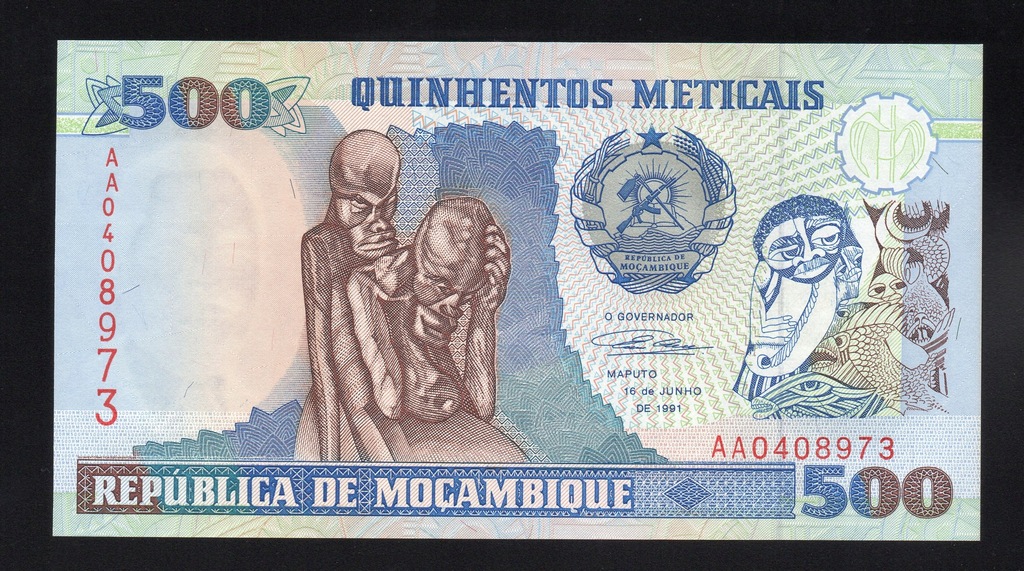 Mozambik 500 METICAIS P-134 UNC 1991