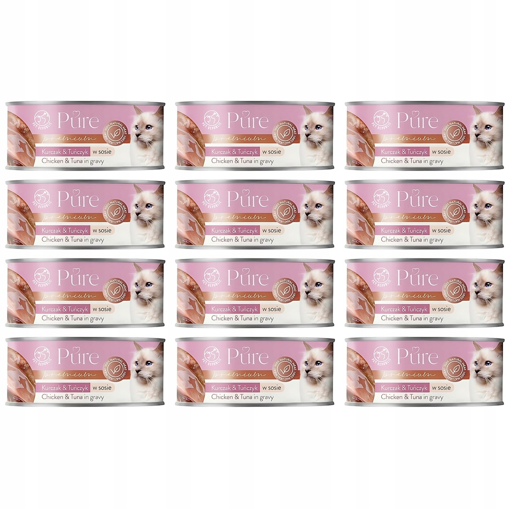 PET Republic mokra karma w sosie Tuńczyk Kurczak dla kota BEZ CUKRU 12x80g