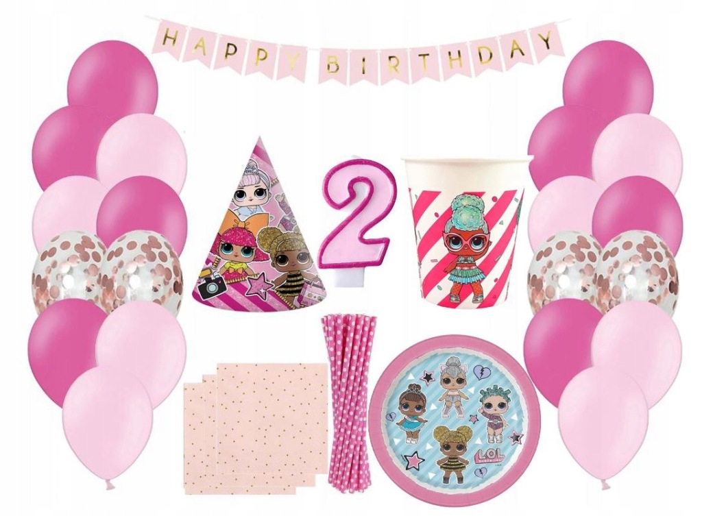 ZESTAW dekoracji na 2 Urodziny LOL Surprise