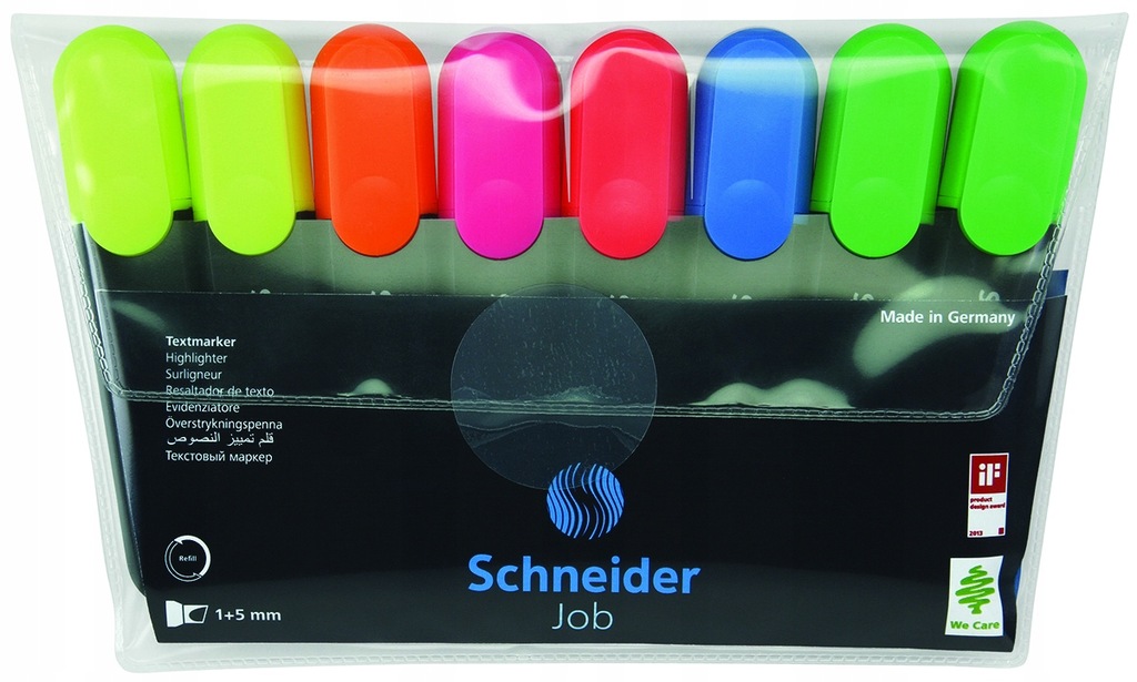 Zakreślacz SCHNEIDER JOB zestaw 8 sztuk etui