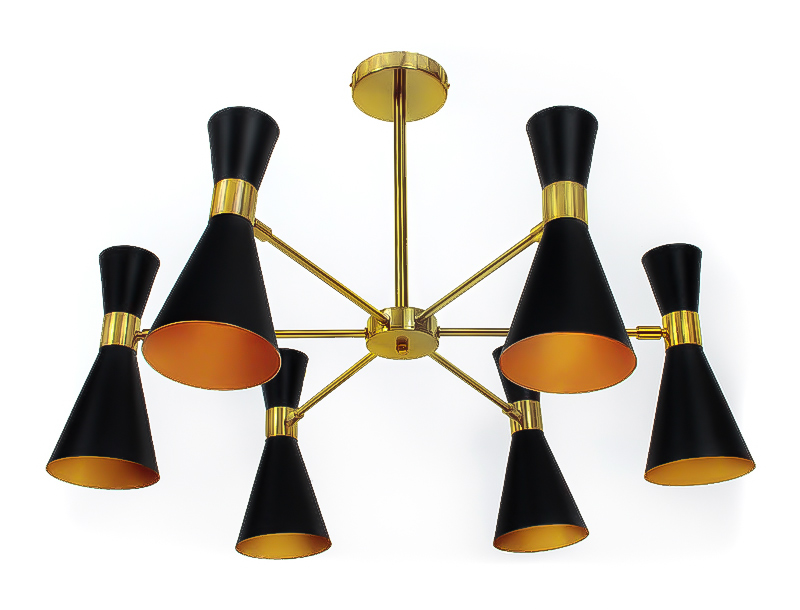 Lampa wisząca żyrandol loftowy loft czarny złoty
