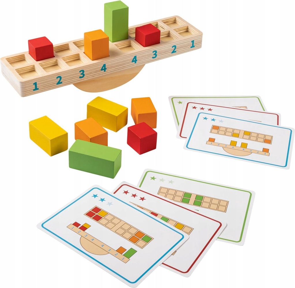 HIT! Playtive Montessori WAGA drewniane klocki nauka matematyka cyfry 23 el
