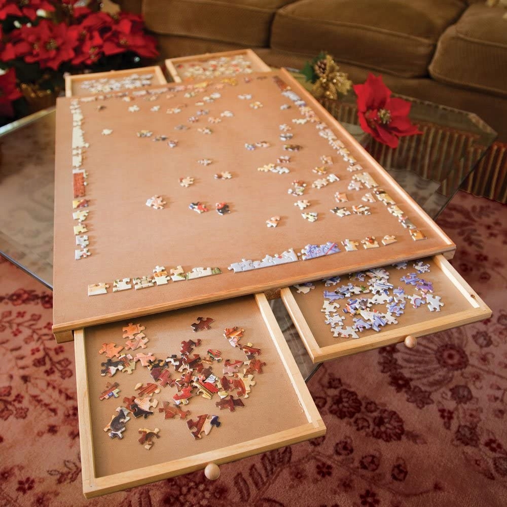 BLAT STÓŁ MATA DO UKŁADANIA PUZZLI 4 SZUFLADY67x90 12543886293