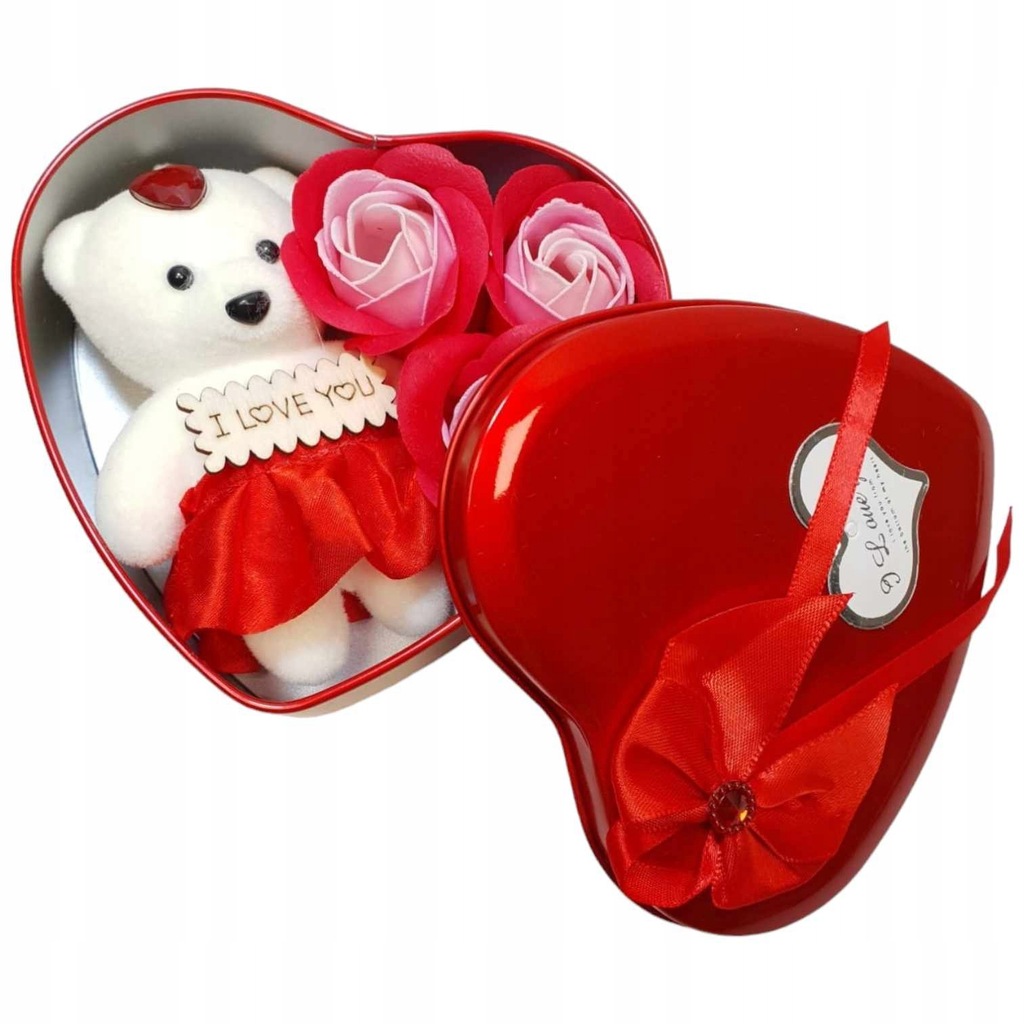 Prezent Upominek Flower Box kwiaty mydlane Serce na Walentynki Dzień Kobiet