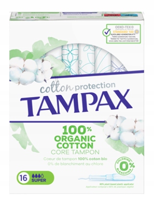 Organiczne tampony z aplikatorem Tampax Cotton Protection Super 16 sztuk