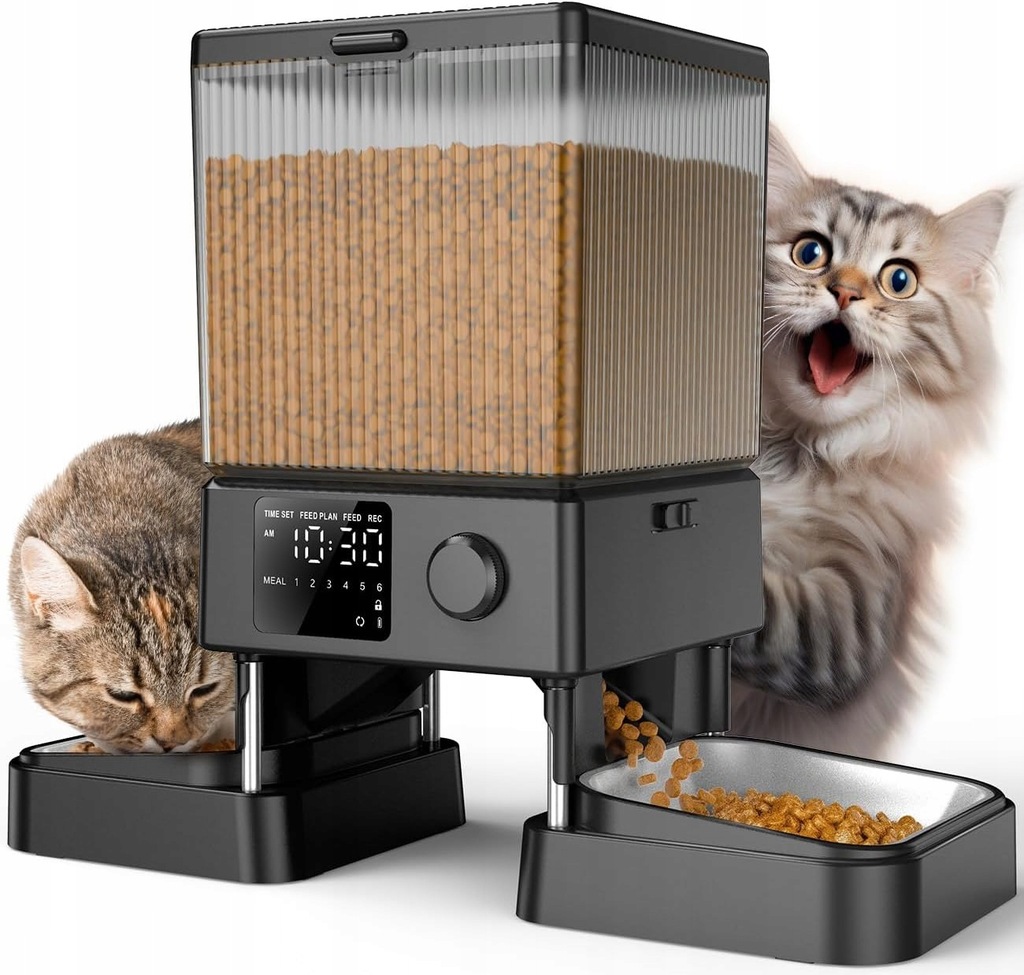 Oneisall Automat Do Karmy Dla Kotów i Psów 5L, 2 miski ze stali nierdzewnej
