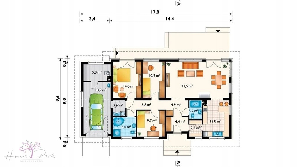 Dom, Pabianice, Pabianicki (pow.), 132 m²