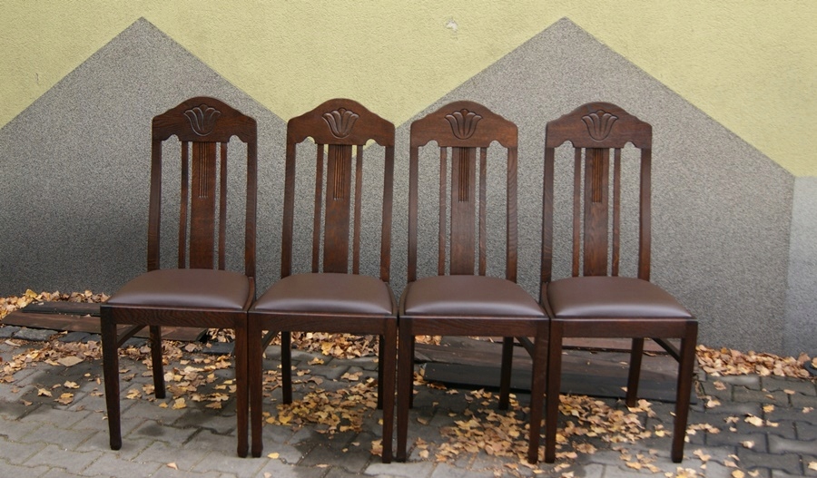 Komplet czterech krzeseł secesyjnych po renowacji