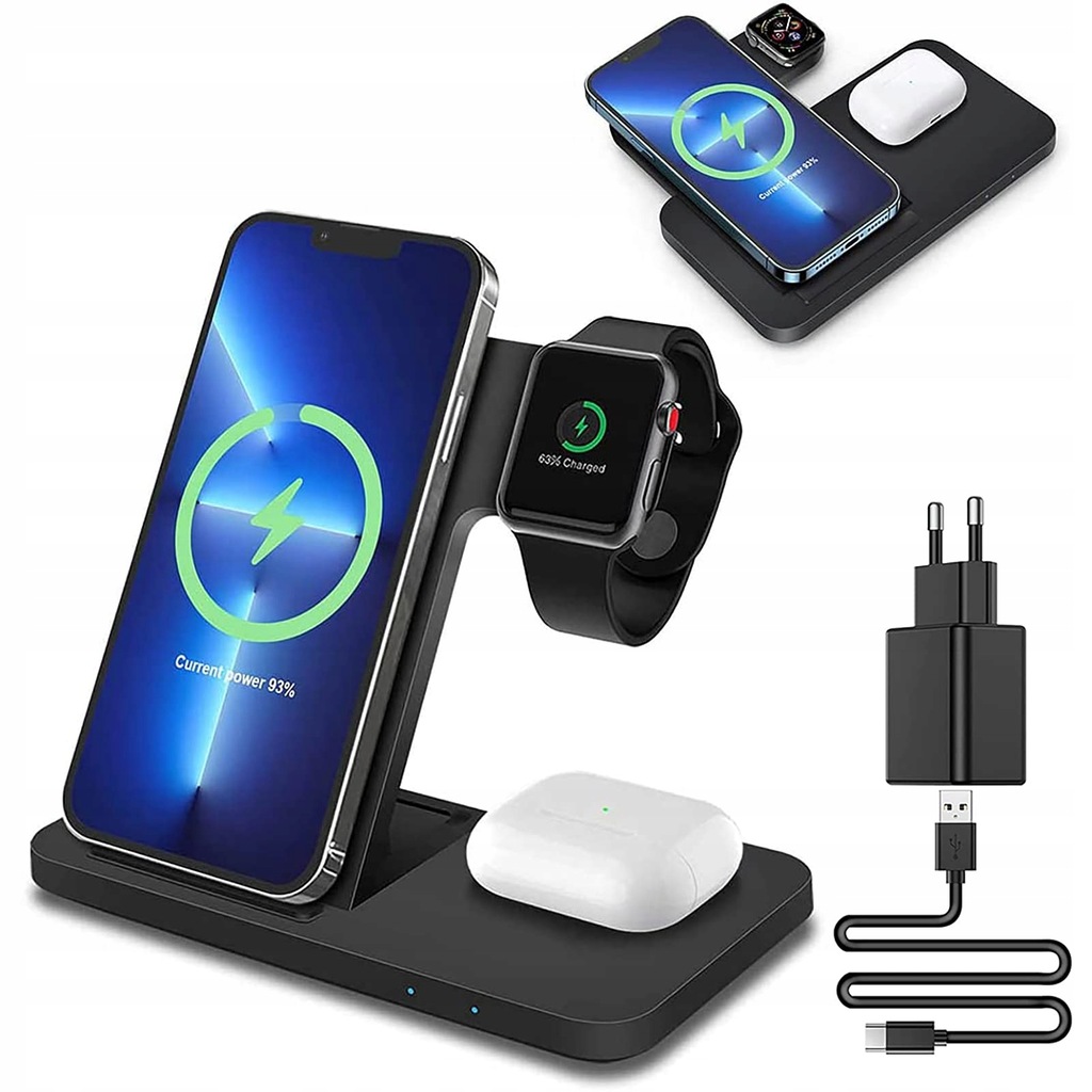 Ładowarka bezprzewodowa 3w1 15W do Watch i słuchawek