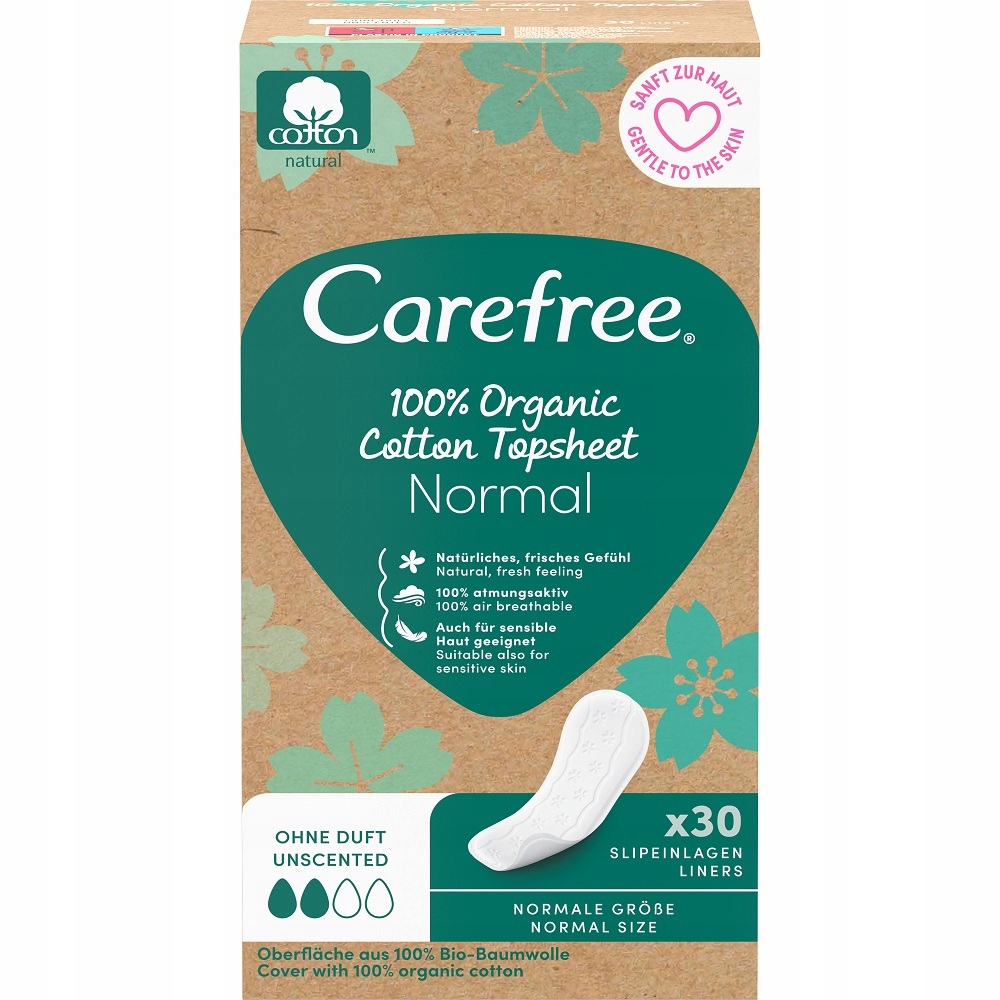 Carefree Organic Cotton Normal wkładki higieniczne 30szt P1