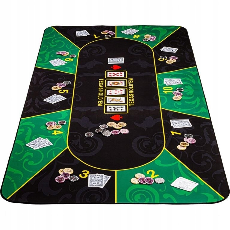 Składana mata do pokera, zielono-czarna, 160 x 80
