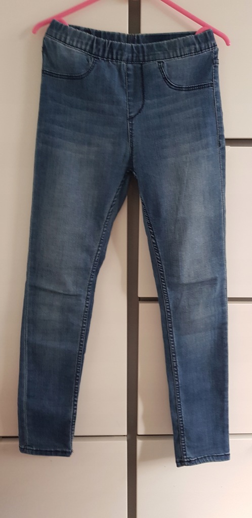 H&M &denim niebieskie jegginsy jeansy 140