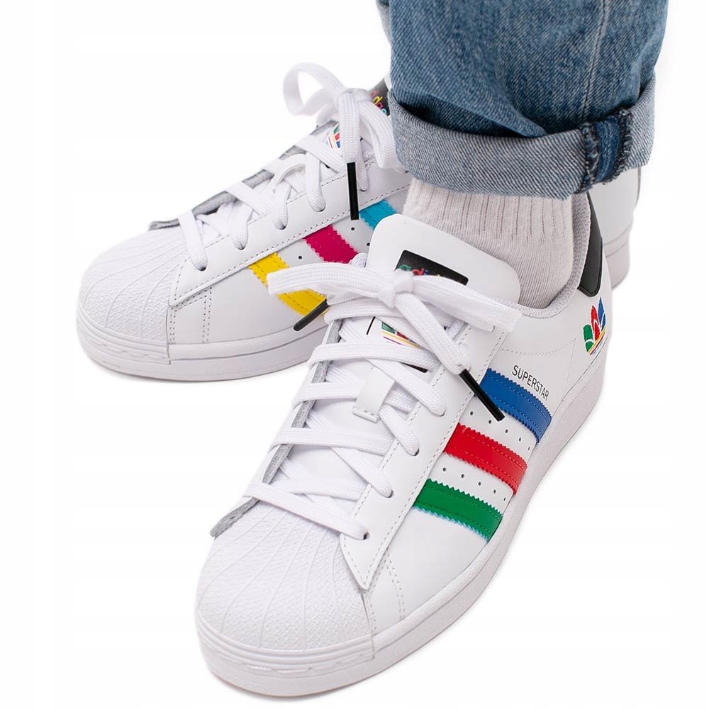 Adidas superstar z kolorowymi paskami sales