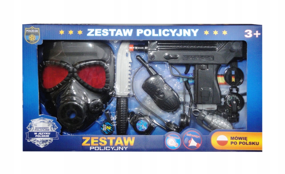 ZESTAW POLICYJNY Z GŁOSEM POLICJANT PISTOLET