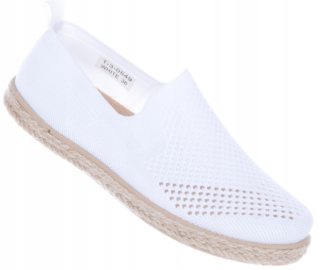 Białe Przewiewne Lekkie Espadryle Tenisówki Damskie Plecione 36