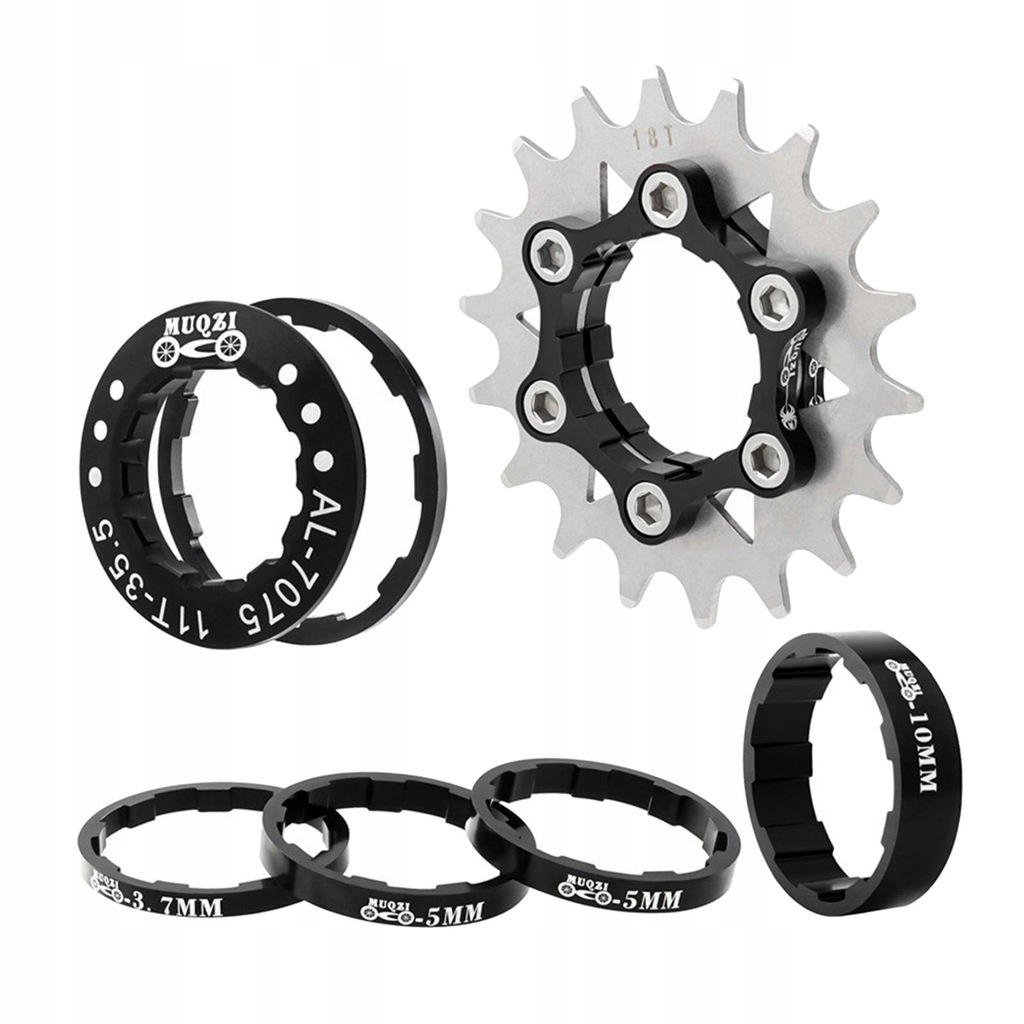 Lightweight 18T Single Speed Cassette Spacers Aluminum Alloy Fixie Black