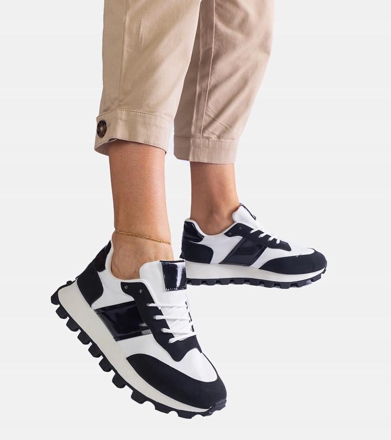 Sneakersy damskie buty czarne z protektorem 31055 rozmiar 36