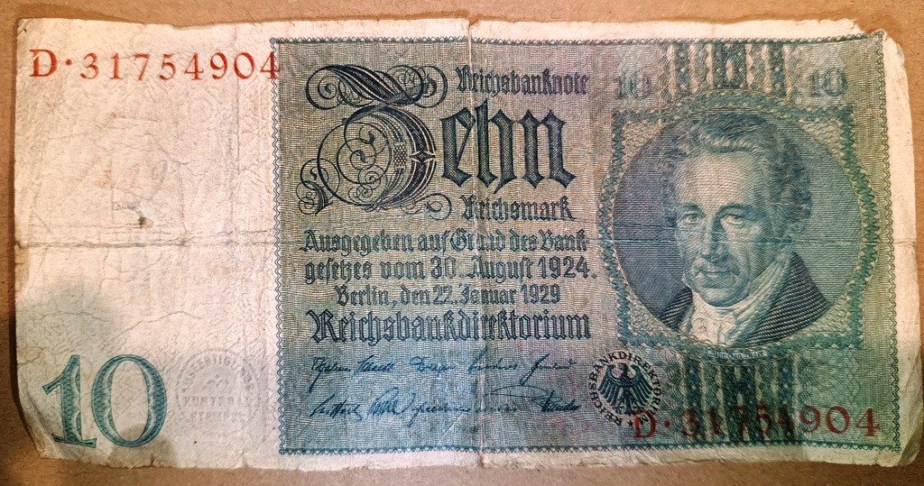 banknot 10 marek Niemcy 1929