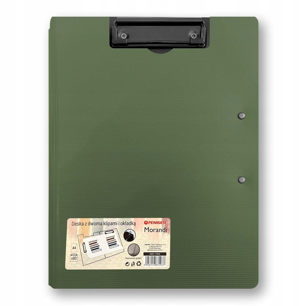 DESKA Z DWOMA KLIPAMI I OKŁADKĄ A4/A3 ZIELONA