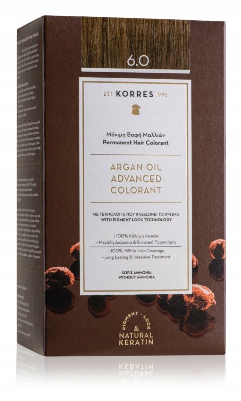 Korres Argan Oil trwała farba do włosów z olejkiem arganowym odcień 6.0 Dar