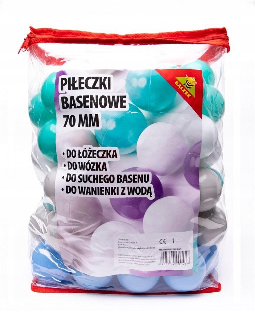 PIŁKI BASENOWE 7CM 70SZT, BACZEK