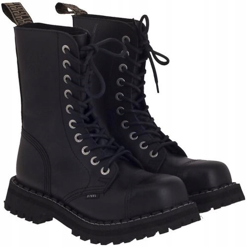 STEEL 10 WYSOKIE GLANY CZARNE Skórzane Nowe KULTOWE ORYGINALNE Rozmiar 44