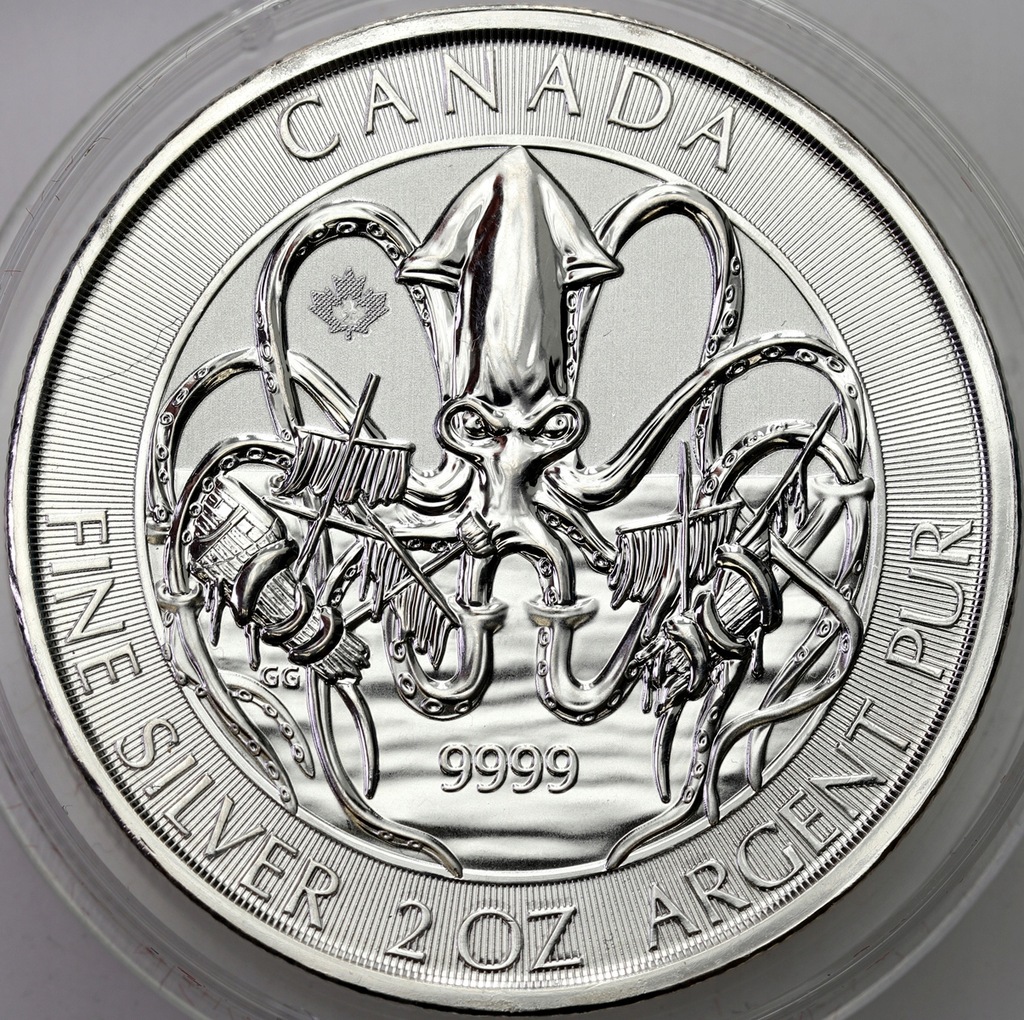 Kanada - 10 dolarów 2020 - Kraken - SREBRO 2 UNCJE