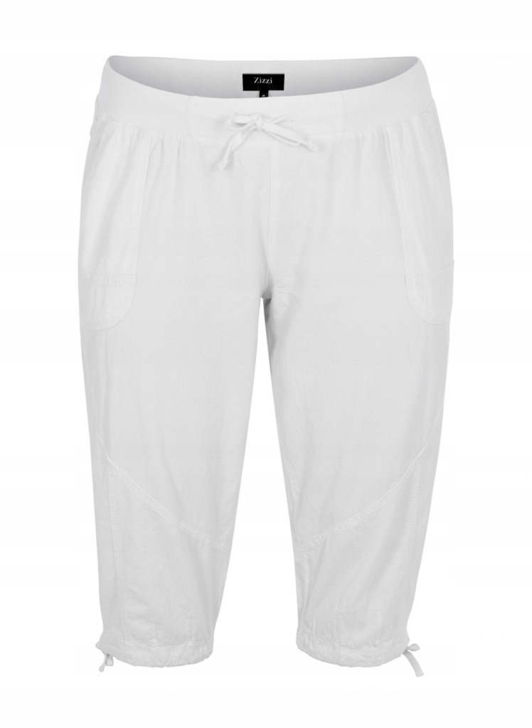 BIAŁE SPODNIE RYBACZKI BAWEŁNA ZIZZI PLUS SIZE 000J 56