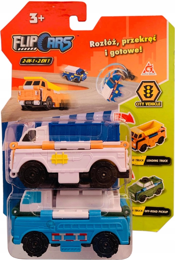 FLIP CARS 2w1 AUTA 2-PAK POJAZDY MIEJSKIE TM TOYS