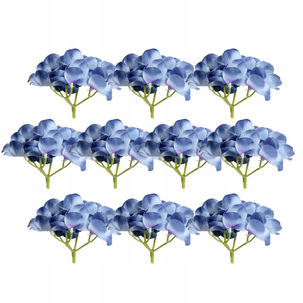 10 jedwabnych główek kwiatowych hortensji do