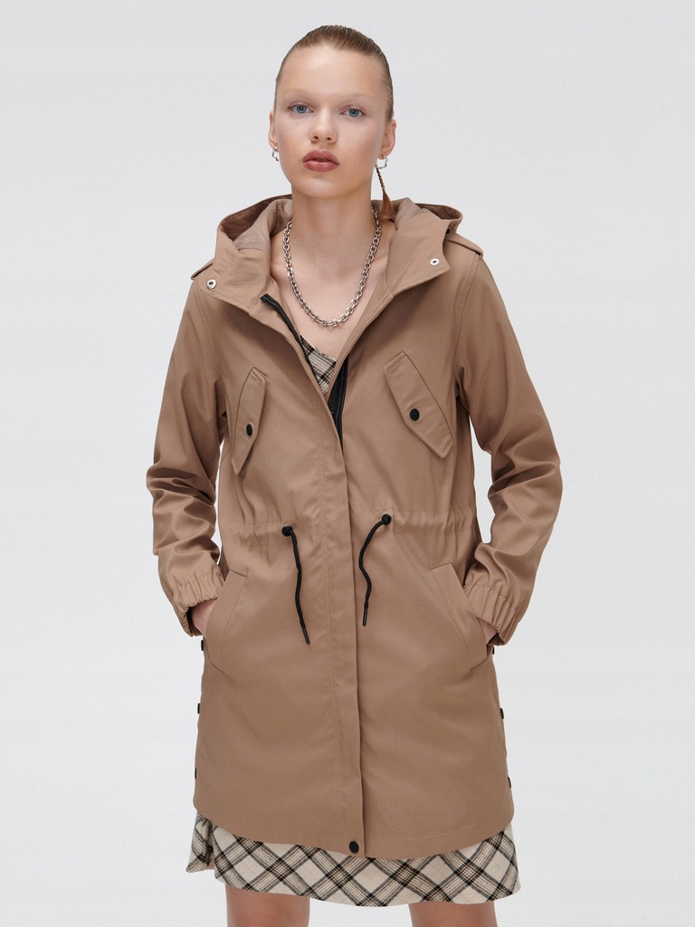 CROPP kurtka parka z kapturem beżowa damska XL