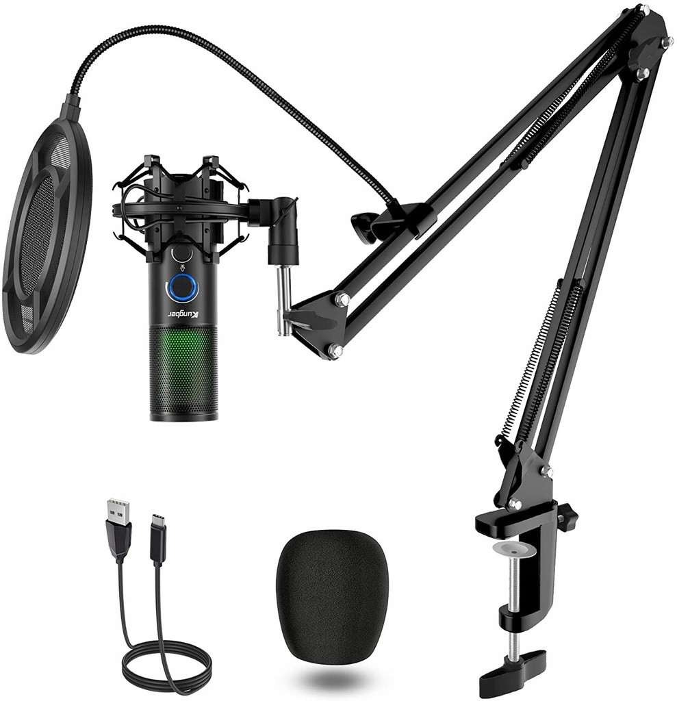 MIKROFON KONDENSATOROWY USB PC RGB PS4 MAC