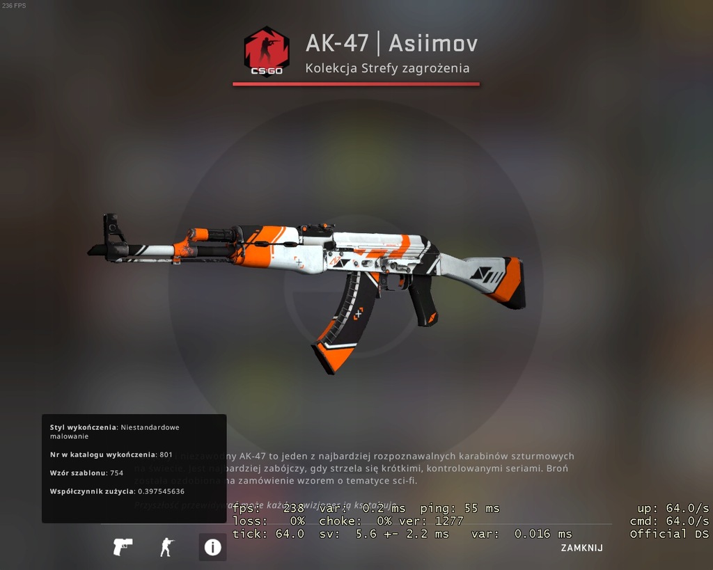 AK-47 | ASIIMOV CS:GO SKIN MOCNE ZUŻYCIE