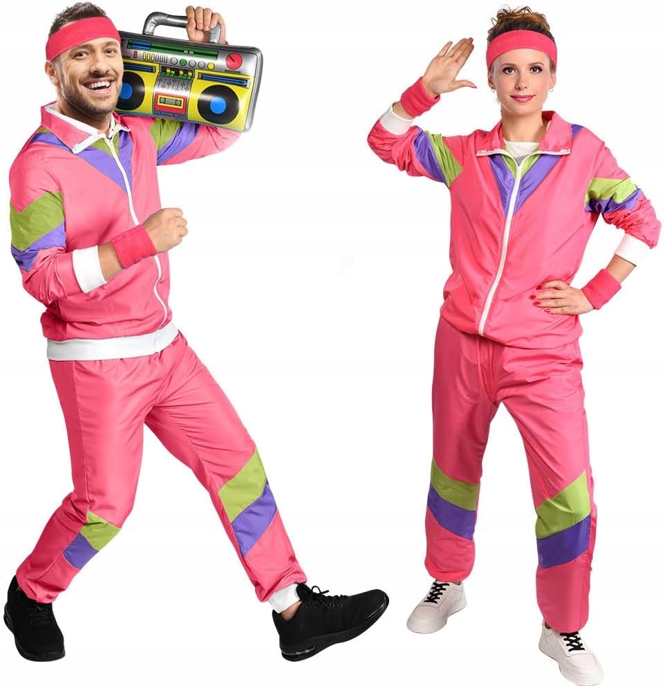 KOSTIUM KARNAWAŁ PRZEBRANIE lata 80 RETRO DISCO HALLOWEEN + GRATIS OPASKI