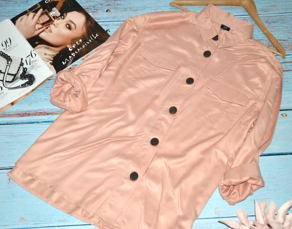 River Island ELEGANCKA nude beż GUZIKI roll up 46