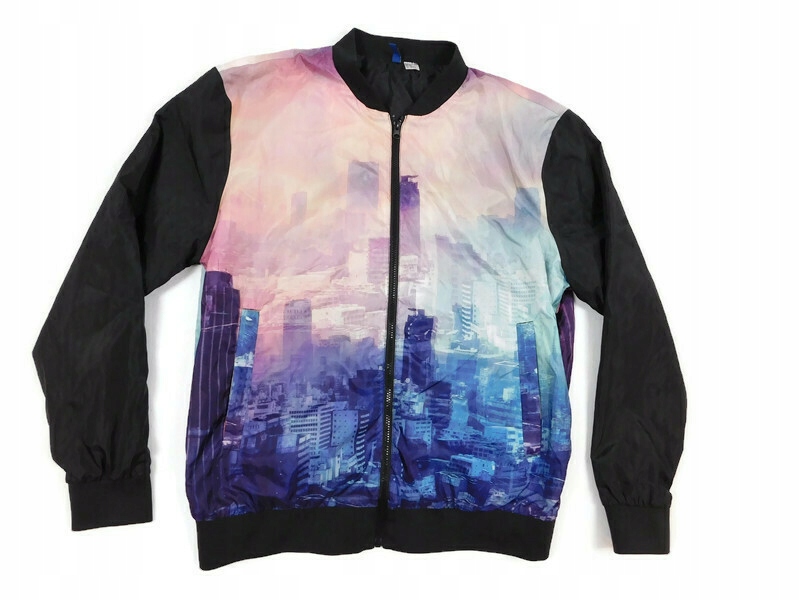 H&M kurtka BOMBER fullprint CITY r. XL*Y8123