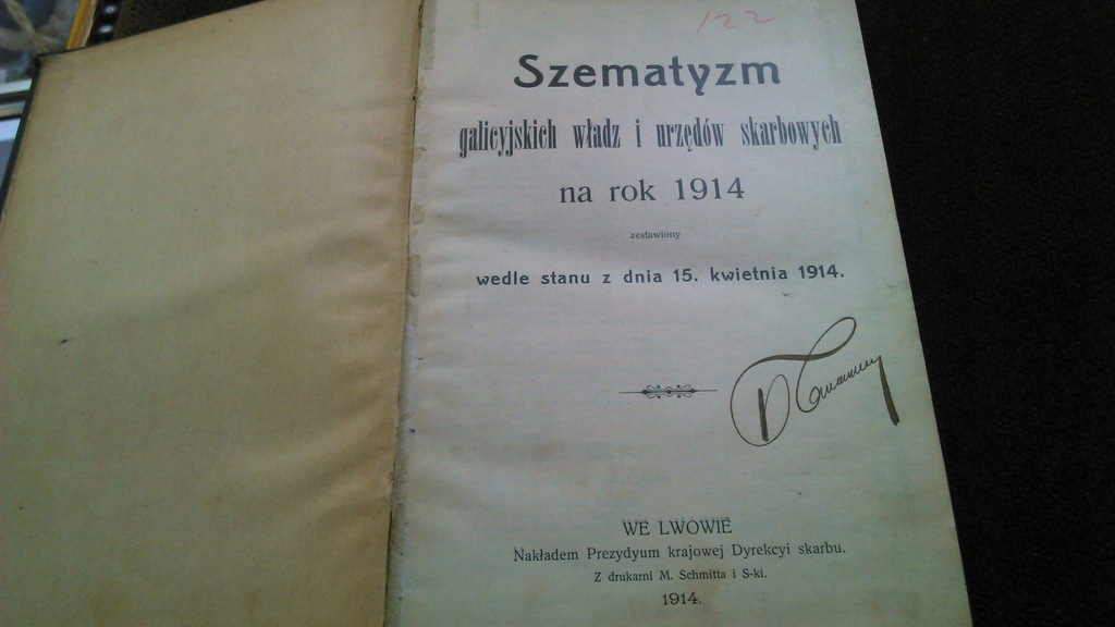 Galicja 1914r Lwów Szematyzm cło administracja