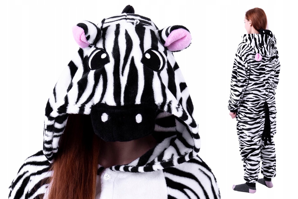 ZEBRA PIŻAMA Kigurumi Onesie M Wzrost 155-164 cm